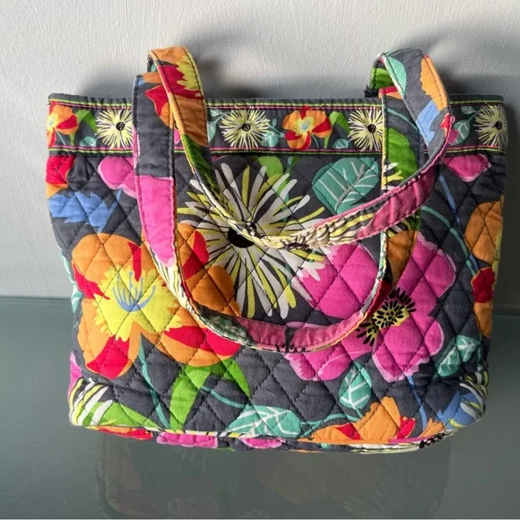 Vera Bradley quilted small tote bag in the "Jazzy Blooms" pattern - Picture 2 of 2